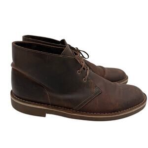 Clarks Men's Bushacre Beeswax Leather Casual Brown Men's Chukka Boot size 11